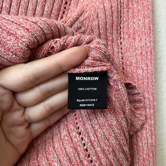 Monrow Marled Long Sleeve Knit Sweater Top in Nest Size M - Picture 5 of 6